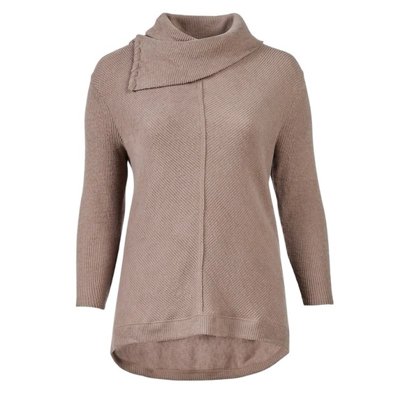 DEMOCRACY Cowl Neck High Low Brown Tunic Top Women's Size XS - Picture 2 of 16